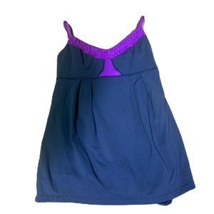 Lululemon Womens Black Purple Ruched Yogi Dance Adjustable Strap Tank Top 10